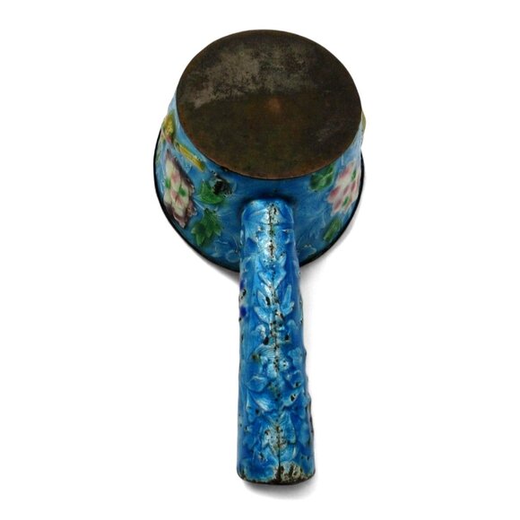 Cloisonne Silk Iron Scoop Floral And Bird Motif Chinese Vintage - Picture 9 of 11